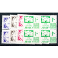 Jersey Postage Dues - 1969 - 1d, 2d, 3d, 1s u.m. blocks of 4 . D 1-4