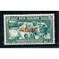 New Zealand Official Stamps - 194 - Centenial Issue Ovptd - ½d green mint hinged . SG O 141 .