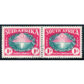 South Africa - 1939 - Huguenot`s - 1d + 1d Horiz Pair fine used . SACC 82 .