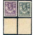 Northern Rhodesia - 1925 - 1929 - Geo V - 4d violet and 6d slate - grey mint hinged . SG 6-7 .