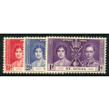 St. Lucia - 1935 - Coronation - Set of 3 mint hinged . SG 125-127 .