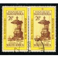 South Africa - 1965 - Dutch Reform Church - 2½c fine use horiz pair variety missing perforation top