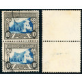 South Africa - 1933 - 48 - Hyphenated Issue - 10s vertical pair blue and charcoal fine used . 63b .