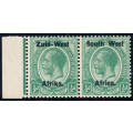 South West Africa - 1923 - Geo V - Ovpt. Type 1 - ½d green left marginal horiz pair u.m. - SACC 1