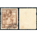 Sierra Leone - 1932 - Geo V - 2s chocolate fine used . SG 164 .