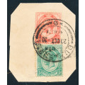 South Africa Postmarks - Du Plessis - Africa Double Circle pmk D/D 20-Oct-20 on piece stamping ½d &