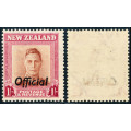 New Zealand Official Stamps - 1947 - 51 - Geo 6 - 1s red-brown. SG 0157 .