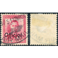 New Zealand Official Stamps - 1947 - Geo 6 - 6d carmine fine used . SG 0154 .