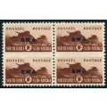 South West Africa - 1943 - 1944 - Small War - 1s block of 4 mint unhinged . SACC 156 .