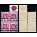 Ceylon - 1918 - 19 - Surch - 1c on 5c purple block of 4 mint unhinged . SG 337 .