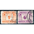 Northern Rhodesia Postage Dues - 1963 - 1d orange + 6d purple fine used . D5&D9 .