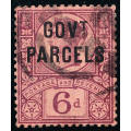 Great Britain Official Stamps - 1883 - 1900 - Govt. Parcels - 6d purple on red fine used . SG 066 .