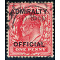 Great Britain Official Stamps - 1903 - Admiralty Official - 1d scarlet fine used . 0102 .