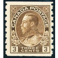 Canada - 1912 - 21 - Geo - 3c brown coil stamp perf x 8 mint hinged . SG 224 .