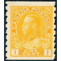 Canada - 1922 - 31 - Geo V - 1c chrome-yellow coil stamp imperf x 8 mint hinged . SG 256 .