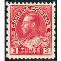 Canada - 1922 - 31 - Geo V - 3c carmine coil stamp perf 12 x 8 mint hinged . SG 263 .