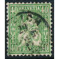 Switzerland - 1862 - 64 - 40c green fine used . SG 58 .