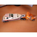 MATCHBOX LOW BED TRAILER WITH BOAT MINT
