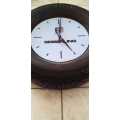 Seiberling Working Tyre Man Cave Wall Clock in a Seiberling Tyre