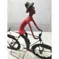 Stunning Cyclist Art Work. Wire, Paper Mache and Clay 23cm
