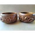 Two Stunningly Beautiful Solid Wood Carved Bowls