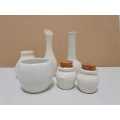 Collection of 6 Small White Porcelain and Ceramic Vases and Holders