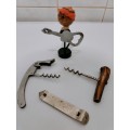 Collection of 4 Vintage Cork Screws and Bottle Openers