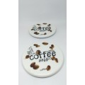 Set of Two Ceramic Coffee Cup Lids/Coasters
