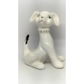 Beautiful Glazed Porcelain Hand Painted Dog Figurine - 10cm