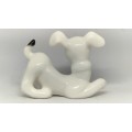 Beautiful Glazed Porcelain Hand Painted Dog Figurine - 7cm