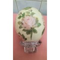 Vintage Decoupage Ostrich Egg On Lead Crystal Stand - 18cm