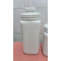 Set Of 3 Vintage White Glass Kitchen Canisters With Lids And Seals Intact