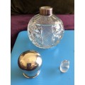 ANTIQUE SILVER TOP CRYSTAL PERFUME BOTTLE WITH ORIGINAL STOPPER c1918 LONDON