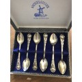 Vintage Made In Holland Nickle Silver Coffee Spoons In Original Box