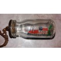 Old Boat in a Bottle Keyring