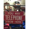 Rare Enamel Double sided Telephone Sign with Bracket ( 60 x 38 cm )