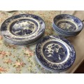 Old Willow Staffordshire Plates (15 pieces )