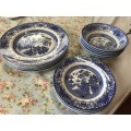 Old Willow Staffordshire Plates (15 pieces )