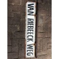 Vintage Van Riebeeck Streetsign ( 90 cm , Doublesided)