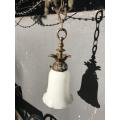 Original Brass Ceiling Light with White Shade ( 30 cm high and shade diameter is 13 cm )