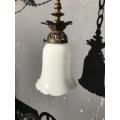 Original Brass Ceiling Light with White Shade ( 30 cm high and shade diameter is 13 cm )