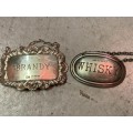Hallmarked Silver Whiskey and Brandy Labels ( Bid for the pair)