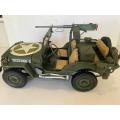 Beautiful Handbuilt Large Willys Jeep with Trailer and Cannon ( Scale 1/8 , 85 cm )