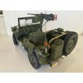 Beautiful Handbuilt Large Willys Jeep with Trailer and Cannon ( Scale 1/8 , 85 cm )