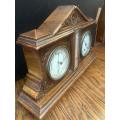 Beautiful Mahogany Barometer / Clock ( Working , 40 x 25 x 10 cm )
