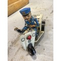 Japanese Tinplate Police Motorcycle Rider ( 25 x 17 cm )