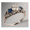 Silver White Sapphire CZ Gemstone Floral Ring