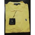 Polo Ralph Lauren Mens Classic Fit Mesh Polo Shirt (BananaBee - Blue Pony) - M