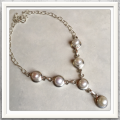 **GORGEOUS PETITE SETTING**  RIVER PEARL  .925 SILVER NECKLACE