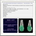***BREATHTAKING***22.03 CTS  NATURAL ZAMBIAN EMERALD, CUBIC ZIRCONIA SOLID .925 SILVER EARRINGS